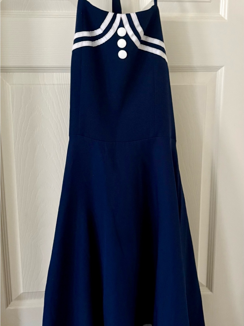 Retro Stage 1950s Halter Navy Swing Dress